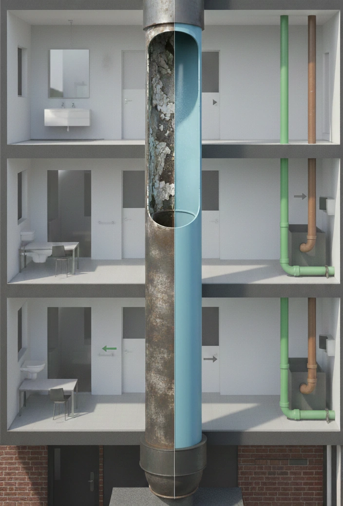 Fallrohrsanierung in Mainz ohne Stemmarbeiten