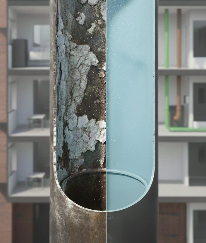 Fallrohrsanierung mit Sprühverfahren in Mainz